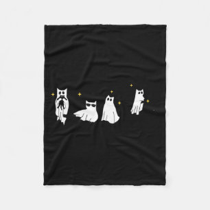 Ghost Holding Black Cat Funny Halloween Cat Lovers Fleece Blanket