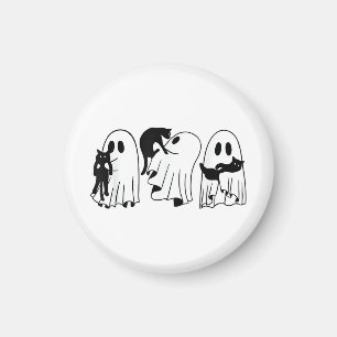 Ghost Holding Black Cat Funny Halloween Cat Lovers Magnet