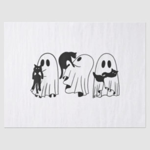 Ghost Holding Black Cat Funny Halloween Cat Lovers Tissue Paper