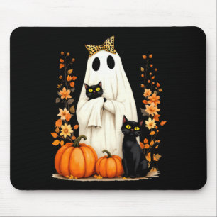 Ghost Holding Black Cat Halloween Cats Lover Women Mouse Pad