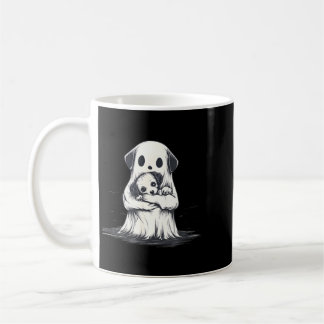 Ghost Holding Puppy Dog Funny Halloween Costume Coffee Mug