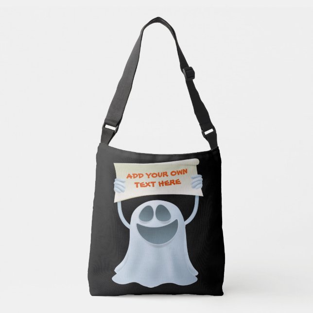 Ghost holding text   crossbody bag (Front)