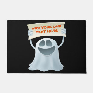 Ghost holding text doormat