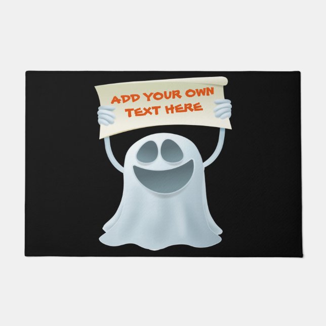 Ghost holding text  doormat (Front)