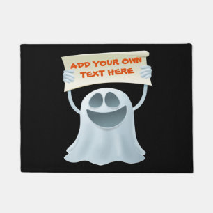 Ghost holding text doormat