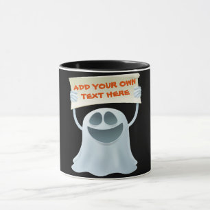 Ghost holding text mug