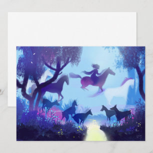 Ghost Horses in the Night Forest Holiday Card