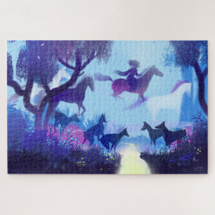 Ghost Horses in the Night Forest  Jigsaw Puzzle
