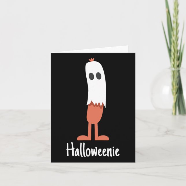 Ghost Hot Dog Halloweenie Costume Fun Food Hallowe Card (Front)