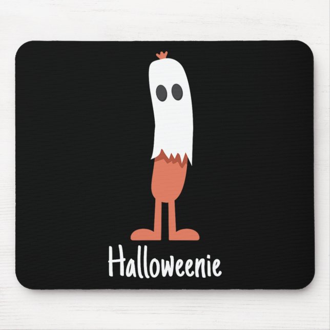 Ghost Hot Dog Halloweenie Costume Fun Food Hallowe Mouse Pad (Front)