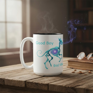 Ghost Hound - Good Boy, Bad Vibes Two-Tone Coffee Mug