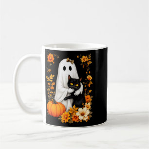 Ghost Hugging Black Cat Halloween Cats Lover Women Coffee Mug