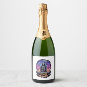 Ghost Hunter Grim Reaper Skeleton Scythe Purple Fl Sparkling Wine Label