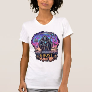 Ghost Hunter Grim Reaper Skeleton Scythe Purple Fl T-Shirt