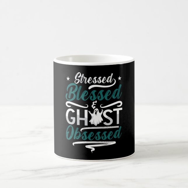 Ghost Hunter Stressed Blessed Ghost Hunting Hunt Coffee Mug (Center)