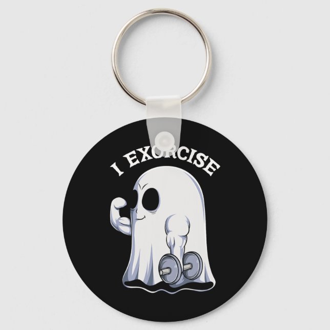 Ghost I Exorcise Fun Gym Exercise Workout Spooky H Key Ring (Front)