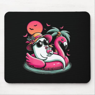 Ghost In Lifebuoy Flamingo On A Pool Float Summer  Mouse Pad