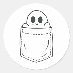 Ghost In Pocket Halloween  Classic Round Sticker
