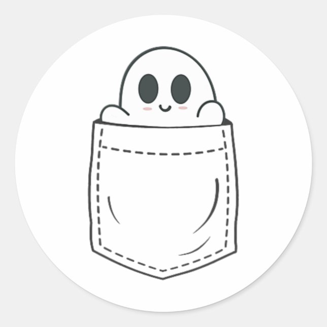 Ghost In Pocket Halloween  Classic Round Sticker (Front)