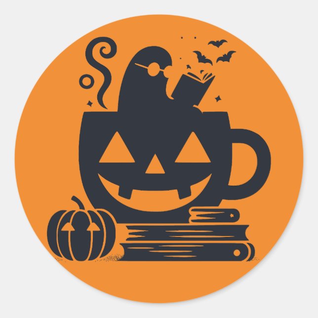 Ghost in Pumpkin Mug Sticker (Front)