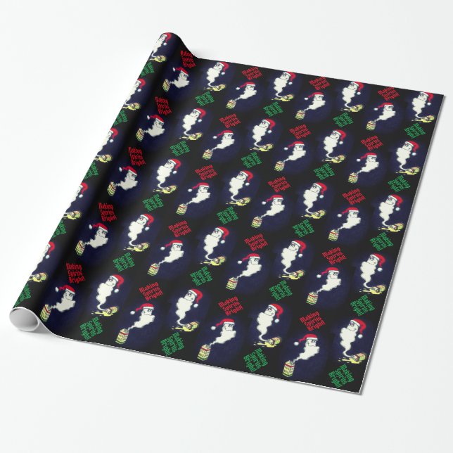 GHOST in the EGG NOG Christmas Gift Wrap Paper (Unrolled)