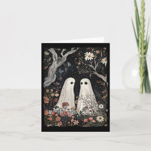 Ghost In The Flower Forest Halloween Spooky Season Card
