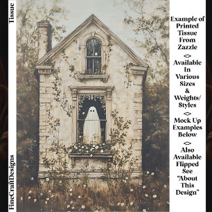 Ghost in the Window, Haunted House DZ7L Decoupage Tissue Paper