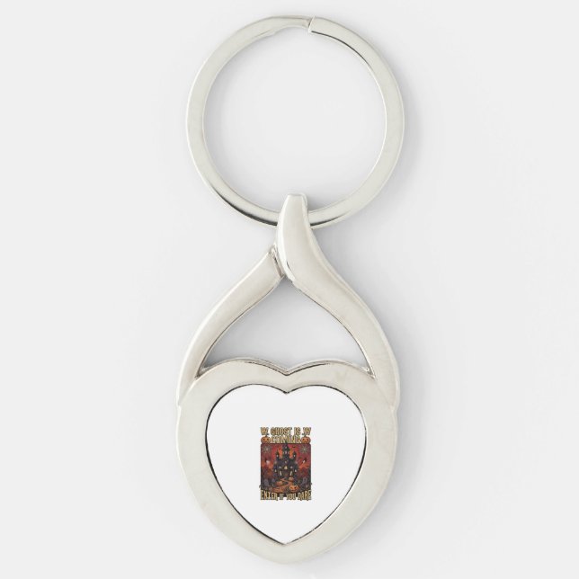 Ghost Is Coming Halloween Haunted House Pumpkins B Key Ring (Front)