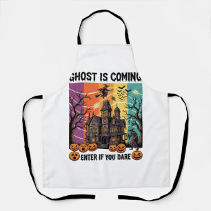 Ghost Is Coming Halloween Haunted House Witch Pump Apron