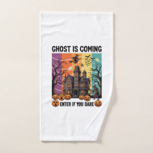 Ghost Is Coming Halloween Haunted House Witch Pump Hand Towel