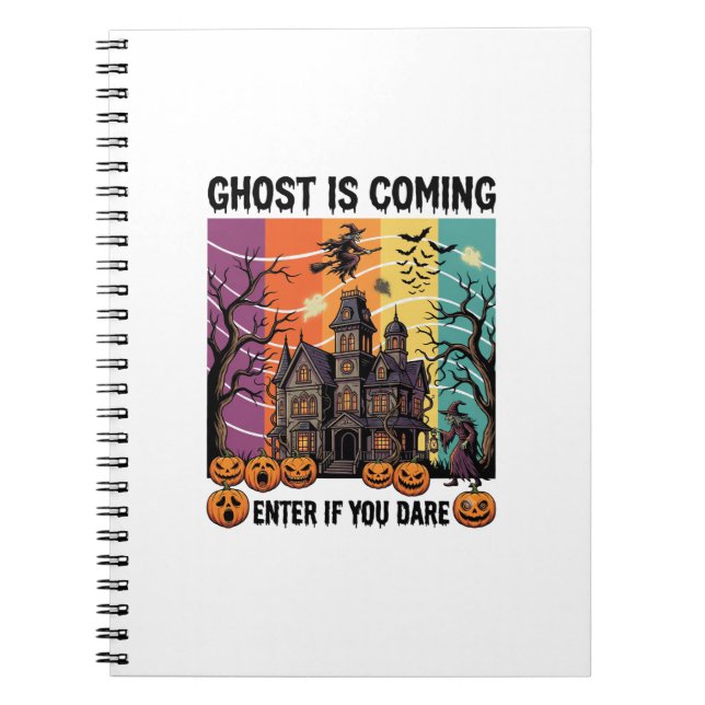 Ghost Is Coming Halloween Haunted House Witch Pump Notebook (Front)