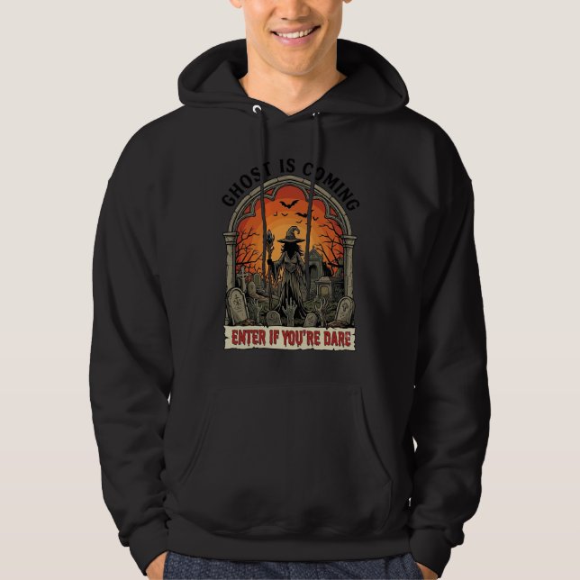Ghost Is Coming Witch Graveyard Zombie Hands Hallo Hoodie (Front)