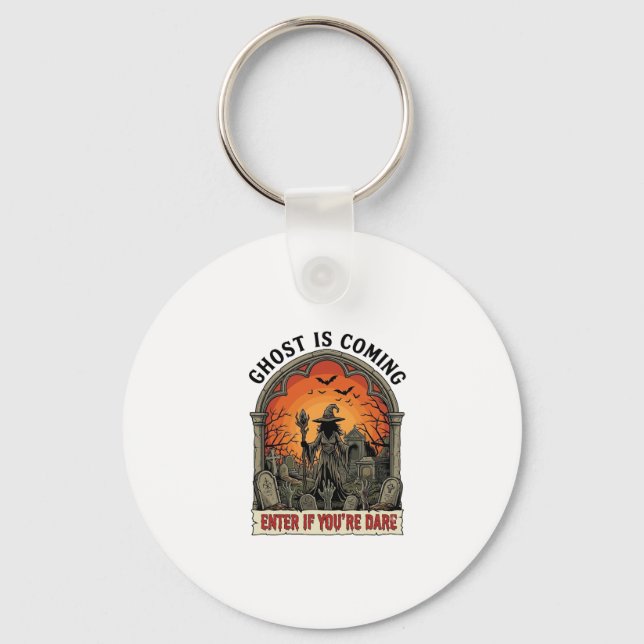 Ghost Is Coming Witch Graveyard Zombie Hands Hallo Key Ring (Front)