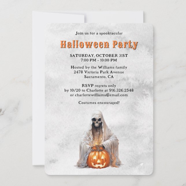 Ghost Jack O’Lantern Halloween Party Invitation (Front)
