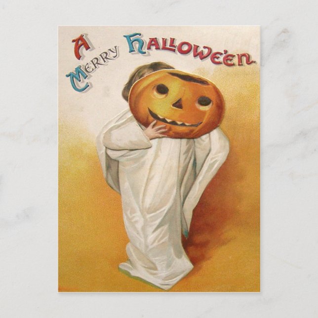 Ghost Jack O Lantern Pumpkin Child Postcard (Front)