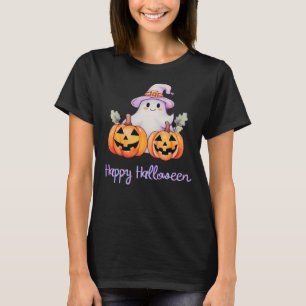 Ghost Jack-O' Lanterns Black Happy Halloween T-Shirt