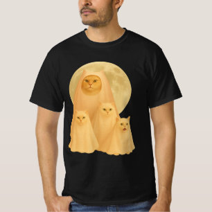 Ghost Kitten Hollows Eve   Spectral Feline Moonlig T-Shirt