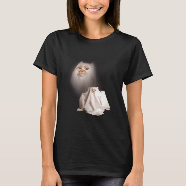 Ghost Kitten Vintage Halloween Cat Funny Meme Crin T-Shirt (Front)