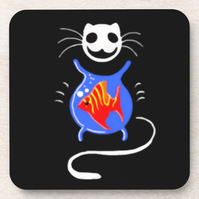Ghost Kitty Cat Hard plastic coaster (Front)