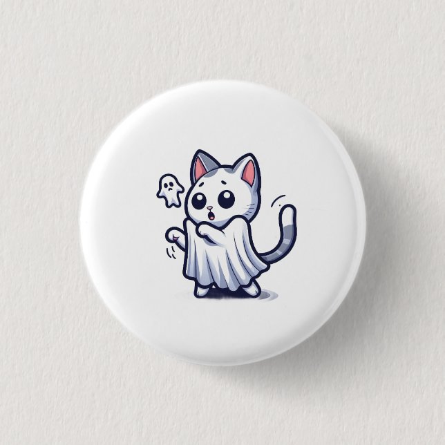 Ghost Kitty Halloween Costume 3 Cm Round Badge (Front)