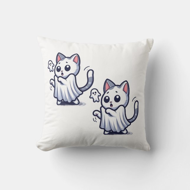 Ghost Kitty Halloween Costume Cushion (Front)