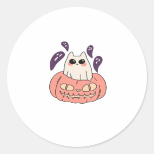 Ghost Kitty in a pumpkin Classic T-Shirt Classic Round Sticker