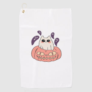 Ghost Kitty in a pumpkin Classic T-Shirt Golf Towel