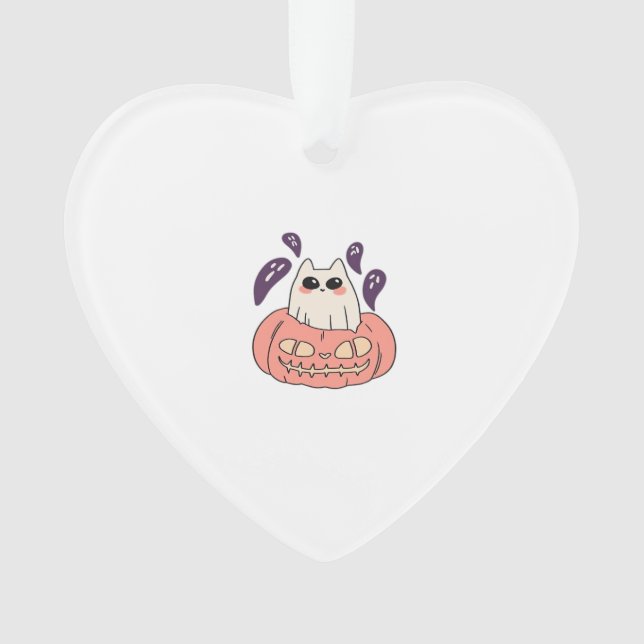 Ghost Kitty in a pumpkin Classic T-Shirt Ornament (Front)