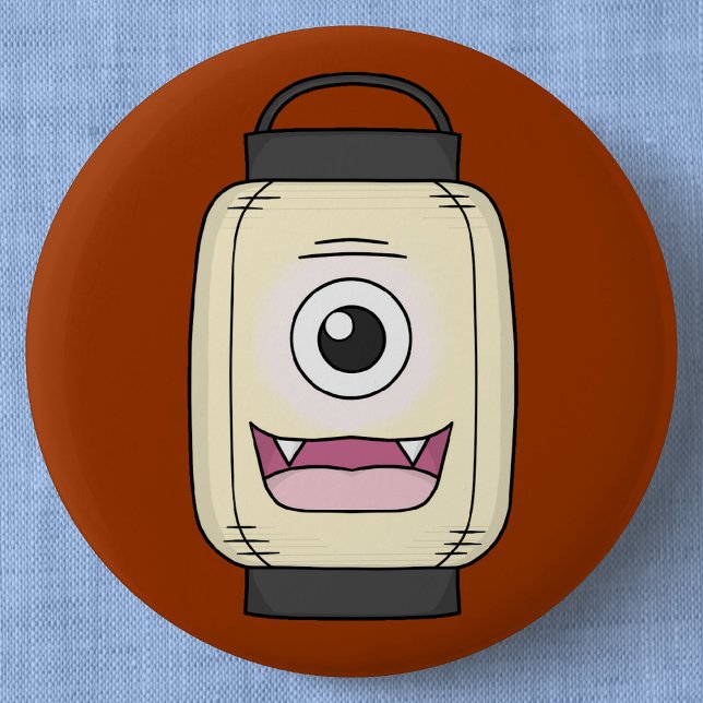 Ghost Lantern Chochin-obake | Japanese Yokai 6 Cm Round Badge (Ghost Lantern Chochin-obake Can Badge- Detail View)