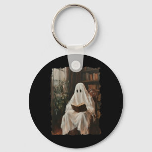 Ghost Library Halloween Book Reading Books Lover T Key Ring