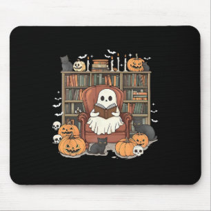 Ghost Library Halloween Book Reading Books Lover T Mouse Pad
