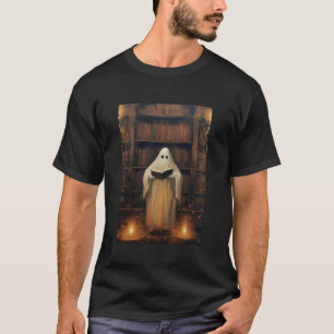 Ghost Library Halloween Book Reading Books Lover T T-Shirt