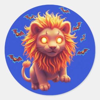 Ghost Lion Halloween T-Shirt for Spooky Animal lov Classic Round Sticker