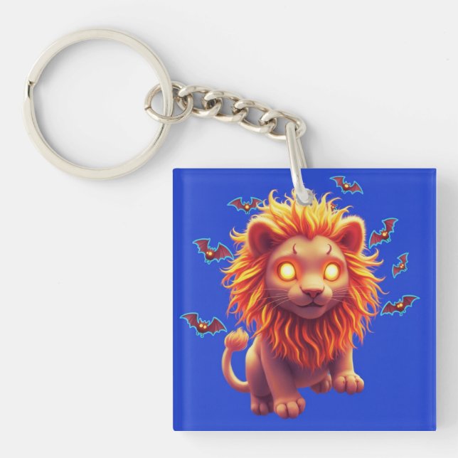 Ghost Lion Halloween T-Shirt for Spooky Animal lov Key Ring (Front)